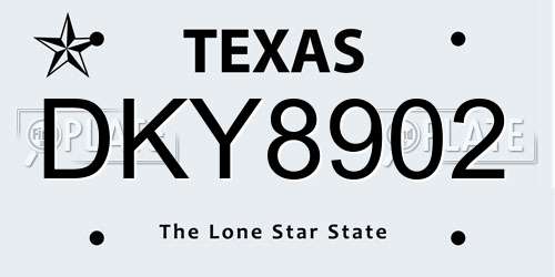 DKY8902 Texas License Plate