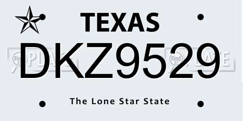 DKZ9529 Texas License Plate