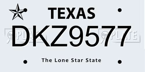 DKZ9577 Texas License Plate