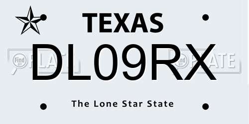 DL09RX Texas License Plate