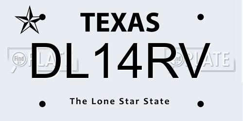 DL14RV Texas License Plate