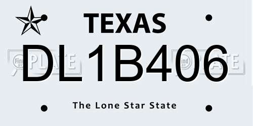 DL1B406 Texas License Plate