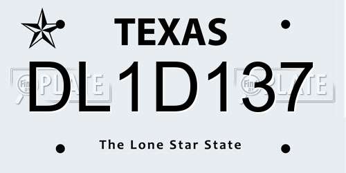 DL1D137 Texas License Plate