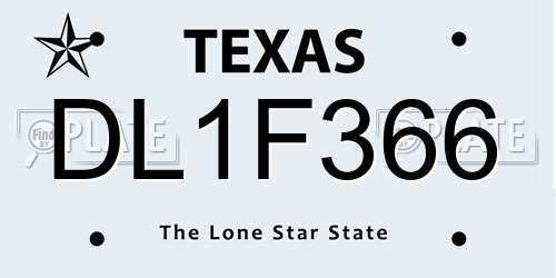 DL1F366 Texas License Plate