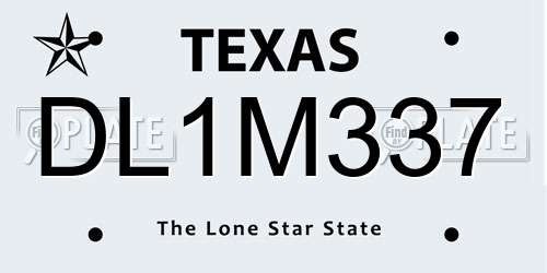 DL1M337 Texas License Plate