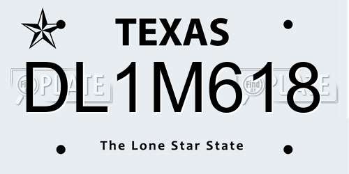 DL1M618 Texas License Plate