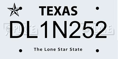 DL1N252 Texas License Plate