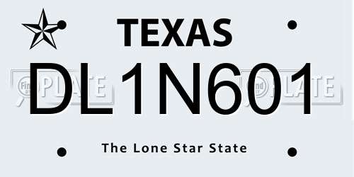 DL1N601 Texas License Plate