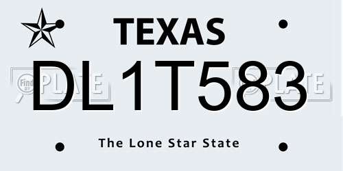 DL1T583 Texas License Plate