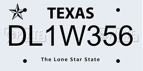 DL1W356 Texas License Plate