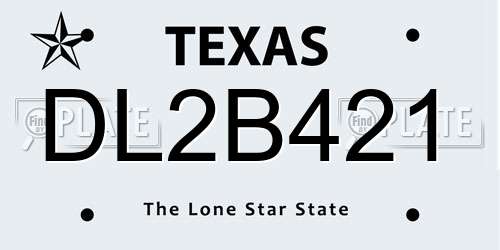 DL2B421 Texas License Plate