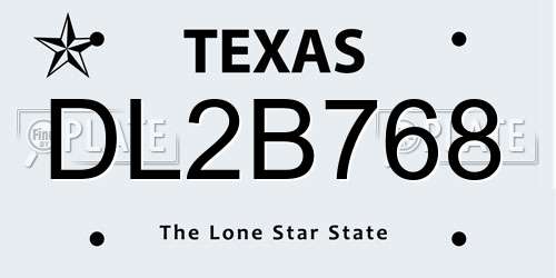 DL2B768 Texas License Plate