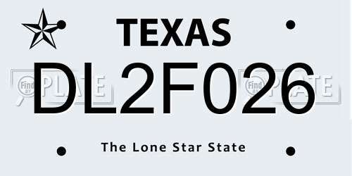 DL2F026 Texas License Plate