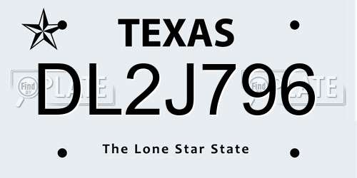 DL2J796 Texas License Plate