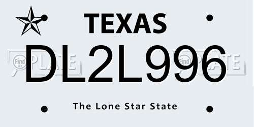 DL2L996 Texas License Plate