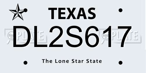 DL2S617 Texas License Plate