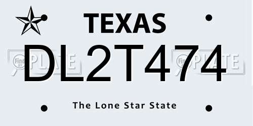 DL2T474 Texas License Plate