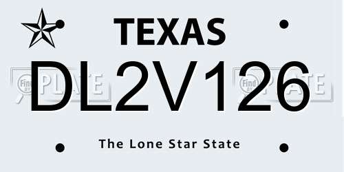 DL2V126 Texas License Plate