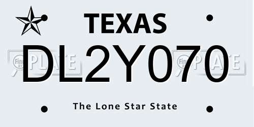 DL2Y070 Texas License Plate