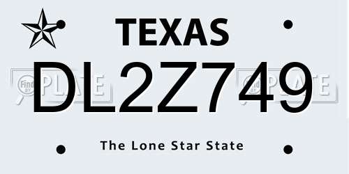 DL2Z749 Texas License Plate