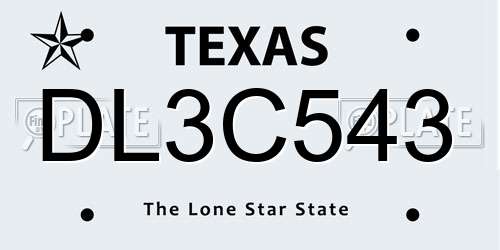 DL3C543 Texas License Plate