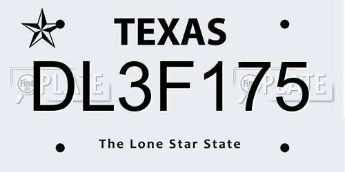 DL3F175 Texas License Plate