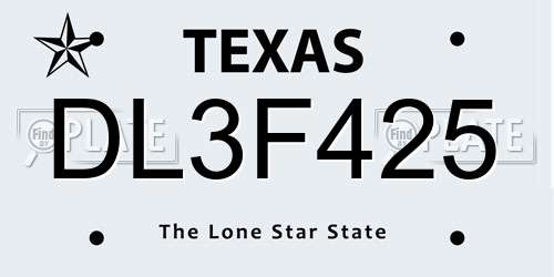 DL3F425 Texas License Plate