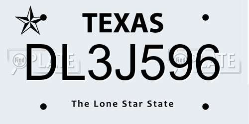 DL3J596 Texas License Plate