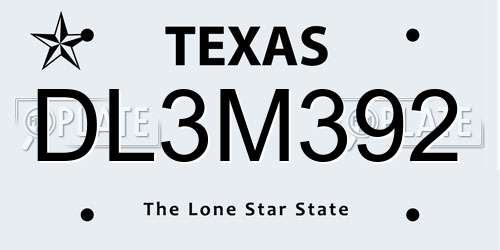 DL3M392 Texas License Plate