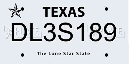 DL3S189 Texas License Plate