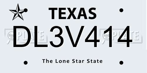 DL3V414 Texas License Plate