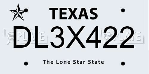 DL3X422 Texas License Plate