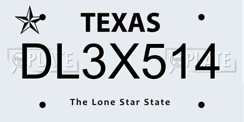 DL3X514 Texas License Plate