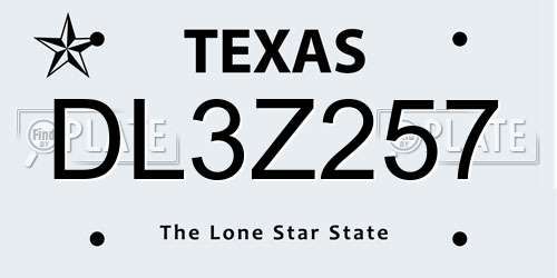 DL3Z257 Texas License Plate