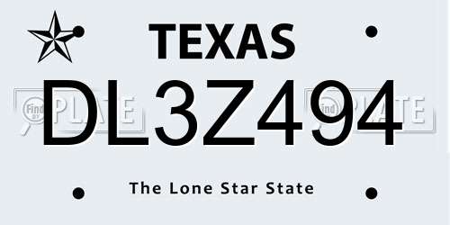 DL3Z494 Texas License Plate