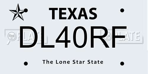 DL40RF Texas License Plate