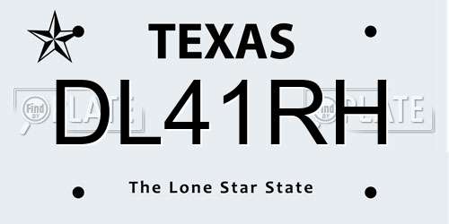 DL41RH Texas License Plate