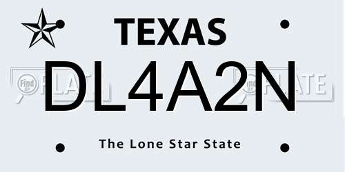 DL4A2N Texas License Plate