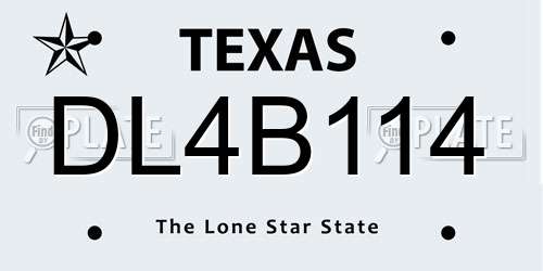 DL4B114 Texas License Plate