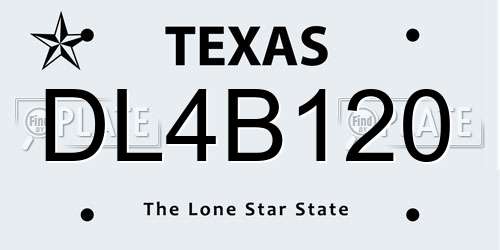 DL4B120 Texas License Plate