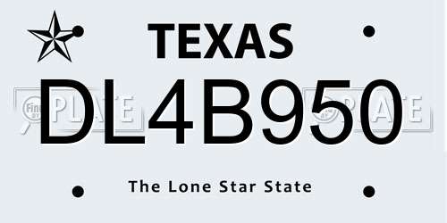 DL4B950 Texas License Plate