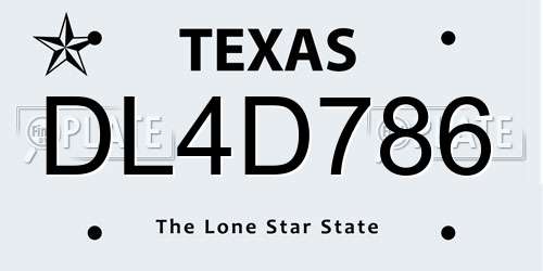 DL4D786 Texas License Plate