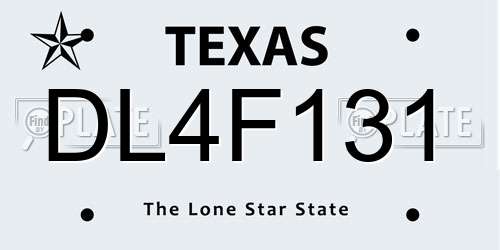 DL4F131 Texas License Plate