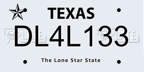 DL4L133 Texas License Plate