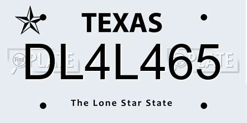 DL4L465 Texas License Plate