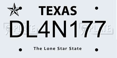 DL4N177 Texas License Plate