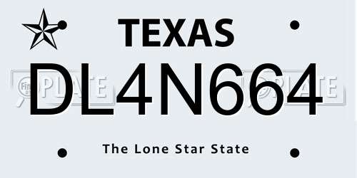 DL4N664 Texas License Plate