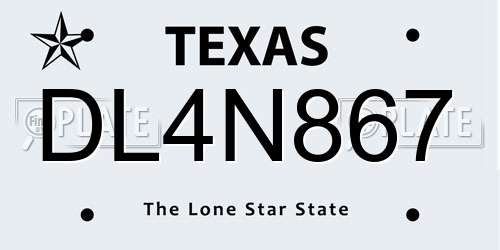DL4N867 Texas License Plate