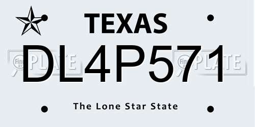 DL4P571 Texas License Plate