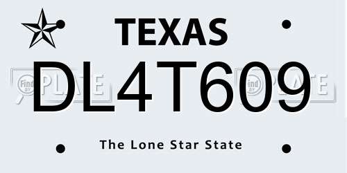 DL4T609 Texas License Plate